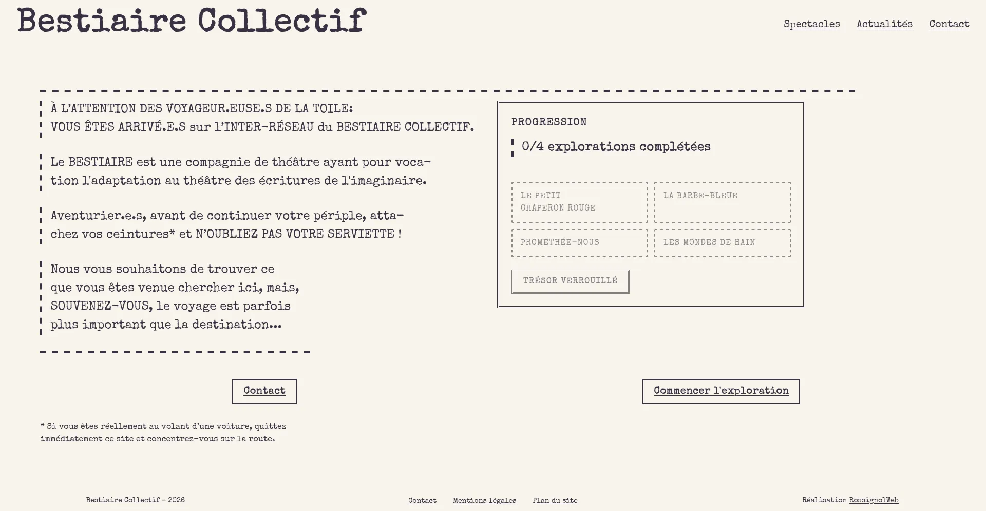 Capture du site Bestiaire Collectif